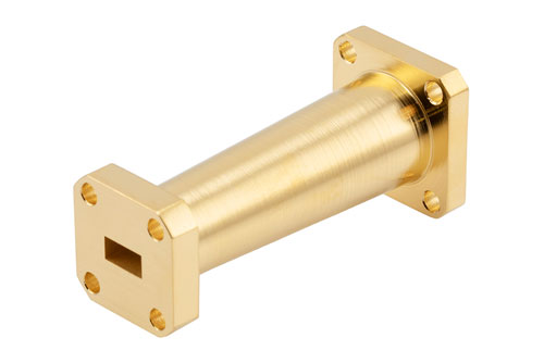 WR-28 to WR-42 Waveguide Transition 2 Inch Length, UG-599/U Square Cover Flange to UG-595/U Square Cover Flange