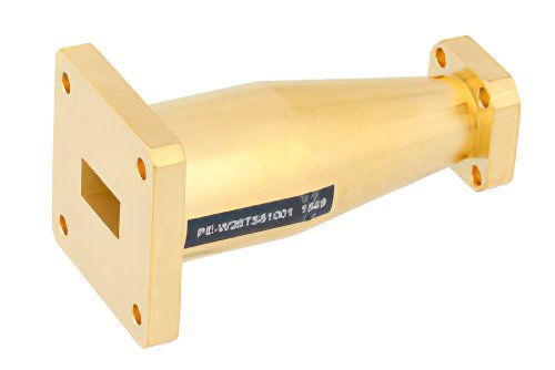 WR-28 to WR-51 Waveguide Transition 2.5 Inch Length, UG-599/U Square Cover Flange to UBR-180/U-Mod Flange