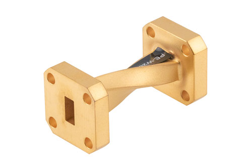 WR-28 90 Degree Waveguide Twist With a UG-599/U Flange Operating From 26.5 GHz to 40 GHz