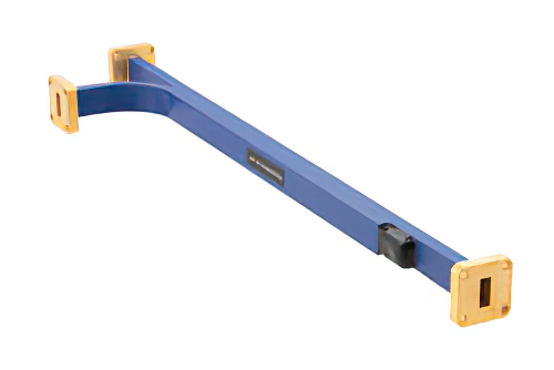 WR-42 Waveguide 20 dB Broadwall Coupler, UG-595/U Square Cover Flange, E-Plane Coupled Port, 18 GHz to 26.5 GHz, Brass Copper