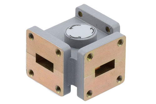 WR-42 Waveguide Circulator, 17.6 GHz to 26.7 GHz, 18 dB min Isolation, Cover Flange, Aluminum