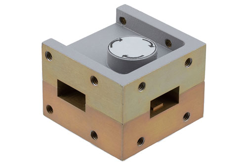 WR-62 Waveguide Circulator, 11.9 GHz to 18 GHz, 20 dB min Isolation, Cover Flange, Aluminum