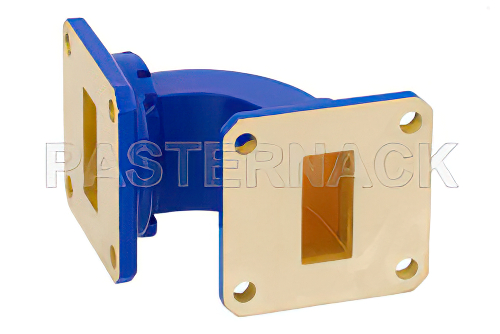 WR-90 Commercial Grade Waveguide E-Bend with UG-39/U Flange Operating from 8.2 GHz to 12.4 GHz