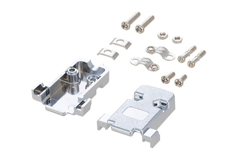 Assembled D-Sub Hood Kit, DB9/HD26 Metalized Chrome