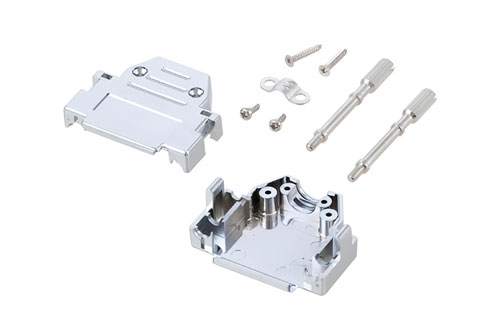 Assembled D-Sub Hood Kit, DB15/HD26 Matte Chrome