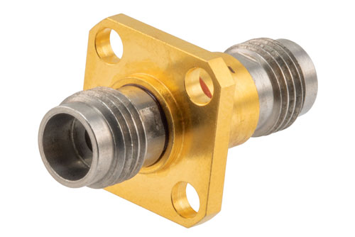 Hermetically Sealed 2.4mm Female to 2.4mm Female 4 Hole Flange Mount Adapter, 50GHz VSWR1.25, MIL-STD-348B