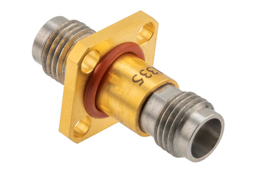 Hermetically Sealed 2.4mm Female to 2.4mm Female 4 Hole Flange Mount Adapter, 50GHz VSWR1.25, MIL-STD-348B
