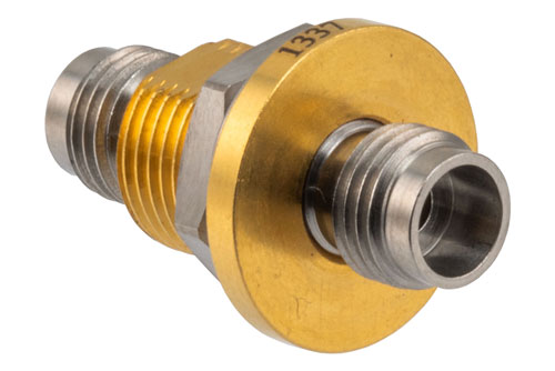 Hermetically Sealed 2.4mm Female to 2.4mm Female Bulkhead Mount Adapter, 50GHz VSWR1.35, MIL-STD-348B