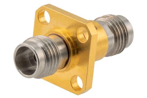 Hermetically Sealed 2.4mm Female to 2.4mm Female 4 Hole Flange Mount Adapter, 50GHz VSWR1.35, MIL-STD-348B