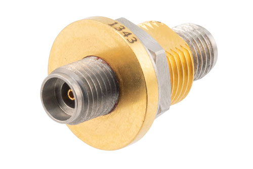 Hermetically Sealed 2.92mm Female to 2.92mm Female Bulkhead Mount Adapter, 40GHz VSWR1.25, MIL-STD-348B, Bulkhead Thermo Vacuum 1x10-6 TORR