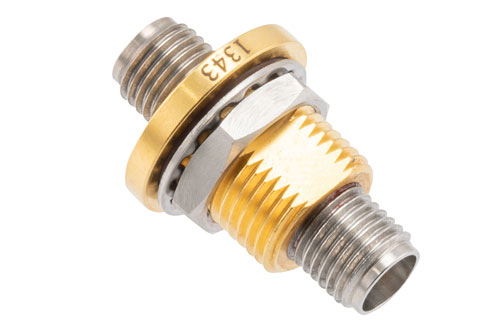Hermetically Sealed 2.92mm Female to 2.92mm Female Bulkhead Mount Adapter, 40GHz VSWR1.25, MIL-STD-348B, Bulkhead Thermo Vacuum 1x10-6 TORR