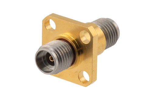 Hermetically Sealed 2.92mm Female to 2.92mm Female 4 Hole Flange Mount Adapter, 40GHz VSWR1.25, MIL-STD-348B
