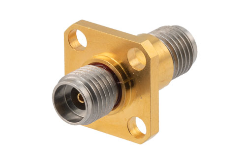 Hermetically Sealed 2.92mm Female to 2.92mm Female 4 Hole Flange Mount Adapter, 40GHz VSWR1.4, MIL-STD-348B