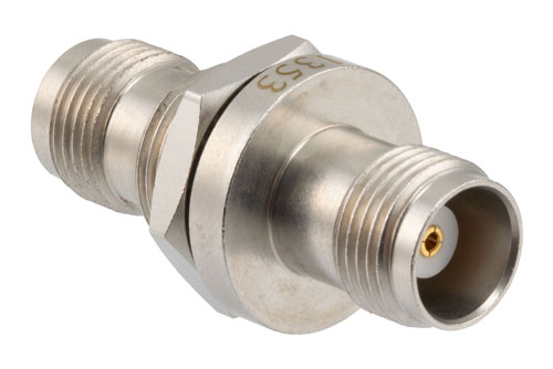 Hermetically Sealed TNC Female to TNC Female Bulkhead Mount Adapter, 18GHz VSWR1.35, MIL-STD 348B