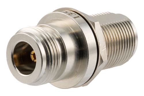 Hermetically Sealed N Female to N Female Bulkhead Mount Adapter, 11GHz VSWR1.2, MIL-STD 348B