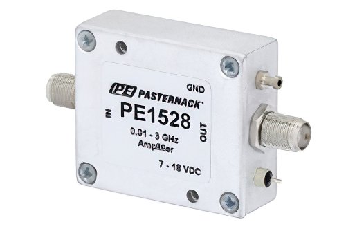 11 dBm P1dB, 10 MHz to 3 GHz, Gain Block Amplifier, 15 dB Gain, 12 dBm IP3, 3 dB NF, SMA