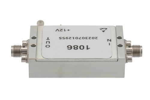 2.0 dB NF Low Noise Amplifier, Operating from 10 MHz to 6 GHz with 39 dB Gain, 23 dBm P1dB and SMA