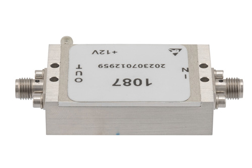 2.0 dB NF Low Noise Amplifier, Operating from 20 MHz to 6 GHz with 59 dB Gain, 18 dBm P1dB and SMA