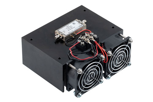 1 Watt P1dB, 2 GHz to 8 GHz, Medium Power Amplifier with Heatsink, SMA, 38 dB Gain, 5.5 dB NF