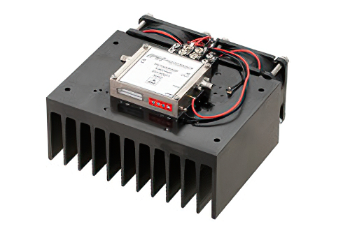 2 Watt P1dB, 2 GHz to 12 GHz, Medium Power Amplifier with Heatsink, SMA, 35 dB Gain, 40 dBm IP3