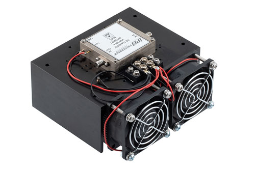 2 Watt P1dB, 2 GHz to 12 GHz, Medium Power Amplifier with Heatsink, SMA, 35 dB Gain, 40 dBm IP3