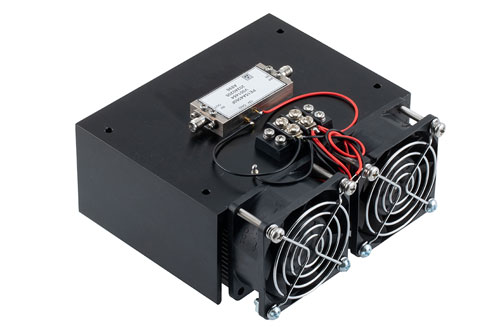 1 Watt P1dB, 6 GHz to 12 GHz, Medium Power Amplifier with Heatsink, SMA, 47 dB Gain, 6.5 dB NF