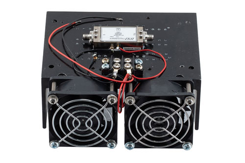 1 Watt P1dB, 6 GHz to 18 GHz, Medium Power Amplifier with Heatsink, SMA, 38 dB Gain, 10 dB NF