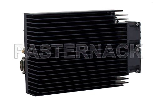 45 dB Gain, 100 Watt Psat, 700 MHz to 2.7 GHz, High Power GaN Amplifier, SMA Input, SMA Output, Class A/AB, with Heatsink