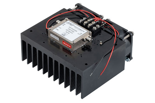 2 Watt P1dB, 6 GHz to 18 GHz, Medium Power Amplifier with Heatsink, SMA, 35 dB Gain, 40 dBm IP3
