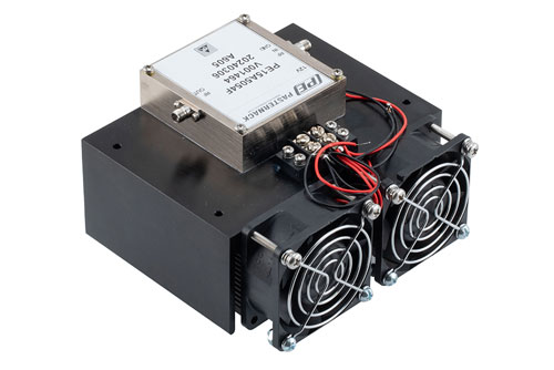 2 Watt P1dB, 18 GHz to 26.5 GHz, Medium Power Amplifier with Heatsink, SMA Input, 2.92mm Output, 35 dB Gain, 40 dBm IP3