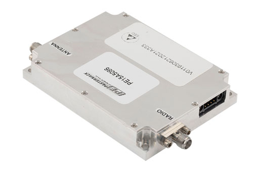 High Power GaN Amplifier, 8W Psat, 30 MHz to 2700 MHz, 35 dB Gain, Class AB 12V, SMA