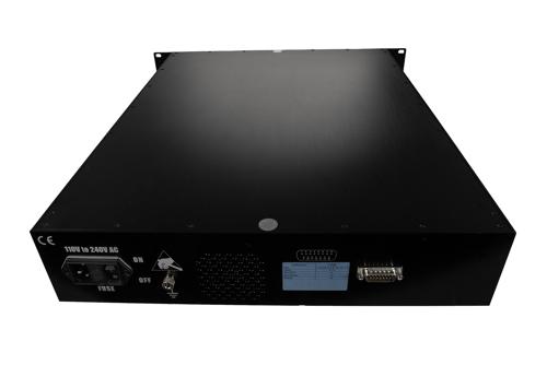 30W Psat, 45 dB Gain, 0.7 GHz to 6 GHz, AC Powered Broadband GaAs GaN High Power Amplifier with Heatsink, Rack Mount, 110/220VAC, N