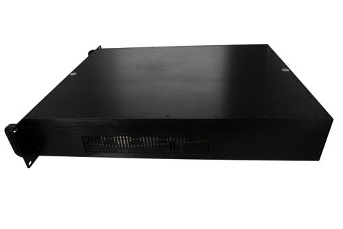 30W Psat, 45 dB Gain, 0.7 GHz to 6 GHz, AC Powered Broadband GaAs GaN High Power Amplifier with Heatsink, Rack Mount, 110/220VAC, N