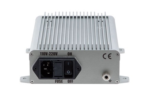2W Psat, 35 dB Gain, 6 GHz to 18 GHz, AC Powered Broadband GaAs Power Amplifier with Heatsink, Bench-Top, 110/240VAC, SMA