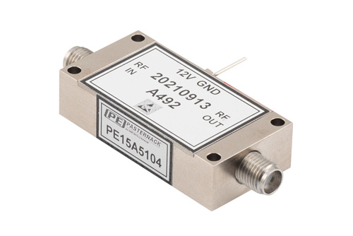Temperature Compensated Low Noise Amplifier, 2 GHz to 8 GHz, 35 dB min Gain, P1dB 20 dBm, SMA