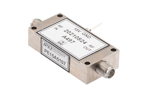 Temperature Compensated Low Noise Amplifier, 6 GHz to 18 GHz, 35 dB min Gain, P1dB 20 dBm, SMA
