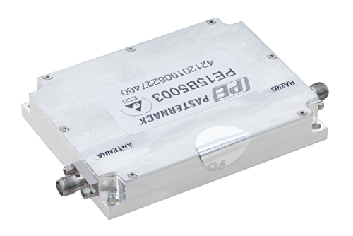 GaN High Power BiDirectional Amplifier, 30 MHz to 2.7 GHz 8W Psat, 1 usec Switching, 36dB Tx Gain, Manual T/R Control, SMA