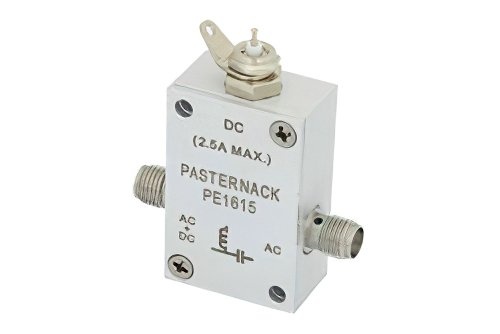 10 MHz to 6 GHz SMA Bias Tee Rated to 2500 mA and 100 Volts DC