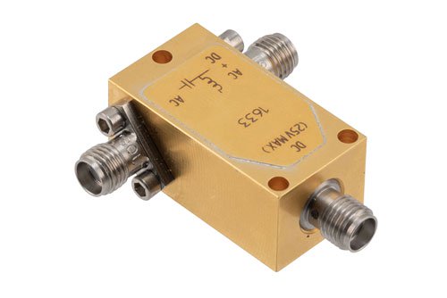 50 KHz to 18 GHz SMA Broadband Bias Tee, Rated to 750 mA and 25 Volts, DC SMA Connector