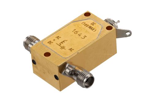12 KHz to 40 GHz, 2.92mm Broadband Bias Tee, Rated 150 mA and 16 Volts, DC Pin