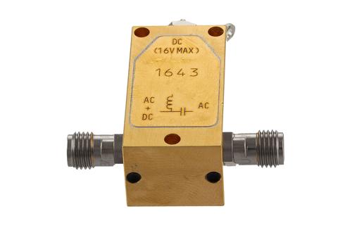 12 KHz to 40 GHz, 2.92mm Broadband Bias Tee, Rated 150 mA and 16 Volts, DC Pin