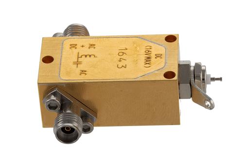 12 KHz to 40 GHz, 2.92mm Broadband Bias Tee, Rated 150 mA and 16 Volts, DC Pin