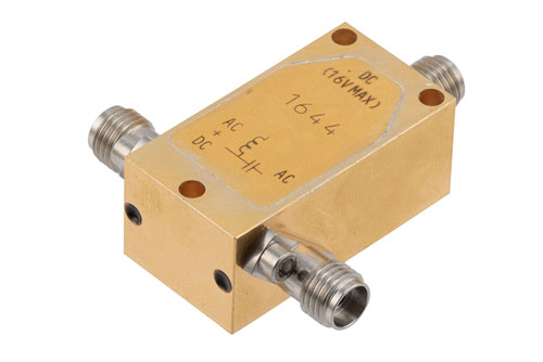 12 KHz to 40 GHz, 2.92mm Broadband Bias Tee, Rated 150 mA and 16 Volts, DC SMA Connector