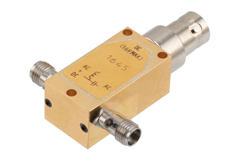 12 KHz to 40 GHz, 2.92mm Broadband Bias Tee, Rated 150 mA and 16 Volts, DC BNC Connector