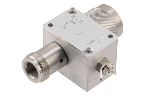10 MHz to 3 GHz, Type N 75 Ohm Bias Tee, Rated 2.5 Amps and 100 Volts, DC Pin