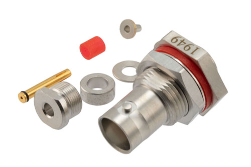 BNC Female Bulkhead Mount Hermetically Sealed Connector Clamp/Solder Attachment for RG174, RG188, RG316, RG316-FEP, RG316-LSFH