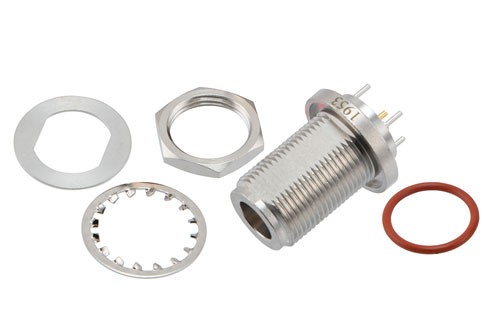 N Female Bulkhead Mount Hermetically Sealed Connector Solder Attachment Terminal