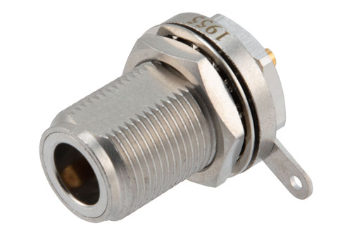 N Female Bulkhead Mount Hermetically Sealed Connector Solder Attachment Terminal