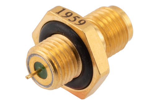 SMA Female Bulkhead Mount Hermetically Sealed Connector Solder Attachment Terminal with Kovar Seal, Stainless Steel body