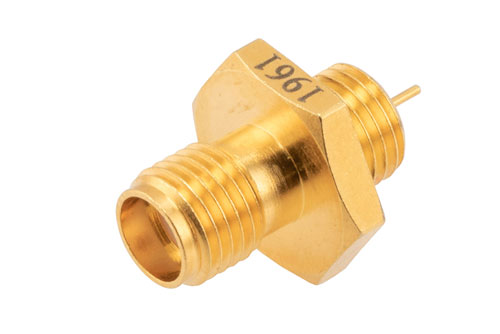 SMA Female Bulkhead Mount Hermetically Sealed Connector Solder Attachment Terminal